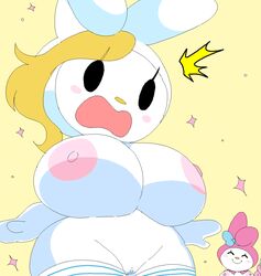 adventure_time breast_expansion bunny_girl dream-cassette female fionna_the_human_girl hoshime huge_breasts magic mob_face my_melody onegai_my_melody pussy sanrio shortstack smile tagme thighhighs transformation