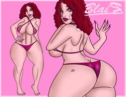 1girls birthmark birthmark_on_ass blair_(sweetmixture) curly_hair female female_only huge_ass huge_breasts real_person unknown_artist voluptuous