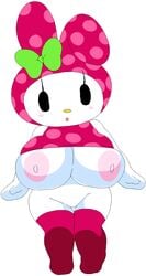 alternate_outfit apple_pie dream-cassette female hoshime huge_breasts mcdonald's mob_face my_melody onegai_my_melody sanrio shortstack stockings