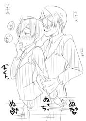 canon_couple humping intercrural katsuki_yuuri line_art male_only suit taiga viktor_nikiforov yaoi yuri!!!_on_ice