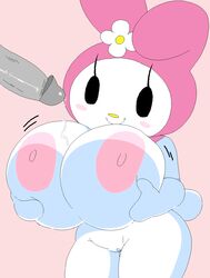 dream-cassette female hips hoshime huge_breasts imminent_paizuri mob_face my_melody onegai_my_melody penis precum pussy sanrio shortstack