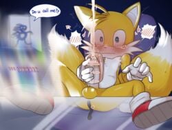 2boys anal_insertion anthro balls big_penis blue_eyes blush caught censor_bar censored cum ejaculation femboy furry male male_only masturbation meme nohtuy18 object_insertion penis sanic_hegehog sex_toy sonic_(series) sonic_the_hedgehog speech_bubble spread_legs surprised tails testicles text yellow_fur