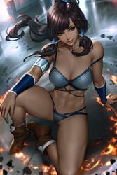 1girls abs absurd_res avatar_legends big_breasts bra breasts cleavage dark-skinned_female dark_skin female female_only fire hi_res korra large_breasts lingerie muscular muscular_female navel neoartcore nickelodeon nudtawut_thongmai paid_reward panties patreon_reward realistic smooth_skin solo the_avatar the_legend_of_korra toned_female water_tribe