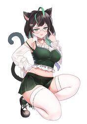 cat_ears glasses leeva nijisanji nijisanji_kr shin_yuya short_skirt tagme virtual_youtuber white_background