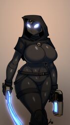 1girls belly belly_button big_breasts bodysuit breasts callidus_assassin clothed clothes clothing covered_navel female female_focus female_only fully_clothed glowing glowing_eyes hips holding holding_object holding_weapon huge_breasts humanoid imperium_of_man large_breasts looking_at_viewer mouthless navel no_mouth officio_assassinorum sexualyeti simple_background solo solo_female solo_focus sword thick thick_thighs thighs voluptuous warhammer_(franchise) warhammer_40k wide_hips