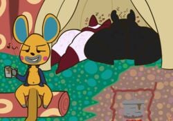 1boy 2021 after_sex agnes_(animal_crossing) animal_crossing imminent_sex implied_sex klutzatdusk limberg_(animal_crossing) nintendo olivia_(animal_crossing) slap_mark sleeping small_but_hung small_dom_big_sub smug spank_marks spoken_heart