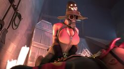 3d animated bodysuit bouncing_breasts breast_grab cowgirl_position faceless_male fempyro gif halloween_costume heavy_weapons_guy large_ass on_top sound source_filmmaker team_fortress_2 video vyne witch witch_hat