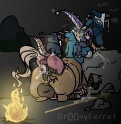 1futa 2boys balls centaur centaur_cleric cum futa_on_male futanari futataur gr00vyferret horsecock horsecock_futanari kobold monster_girl penis
