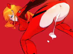 1girls after_sex anus ass asuka_langley_sohryu bodysuit breasts clothing cum cum_drip female human large_breasts light-skinned_female light_skin long_hair neon_genesis_evangelion orange_hair pilot_suit plugsuit red red_hair top-down_bottom-up trodh uncensored