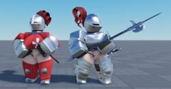 1girls 2girl 3d baseplate breasts female kardia_of_rhodes knight pussy roblox robloxian tagme thighs vanilla1145