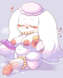 anthro bear big_penis blush bodily_fluids breasts breath brew_sleeper closed_eyes cum dildo duo genital_fluids genitals giant_panda heart_symbol herm hi_res intersex lagomorph leaking_cum male mammal medium_breasts mother_(lore) parent_(lore) penis sex_toy shariusa_mom slightly_chubby slightly_chubby_anthro sushipet vein veiny_penis