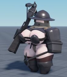1girls 3d baseplate breasts crossbow female mercenary roblox robloxian tagme thighs vanilla1145