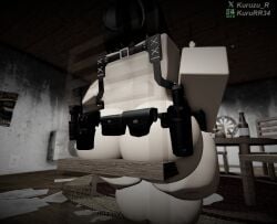ada_wong ass_focus back_view big_ass big_breasts big_butt futanari huge_balls huge_testicles kururr34 naked_futanari roblox sitting thick_thighs