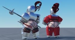 1girls 2girl 3d ass baseplate female kardia_of_rhodes knight roblox robloxian tagme thighs vanilla1145