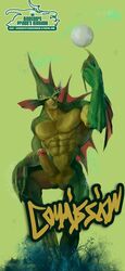 abs artist_request balls claws color darkstalkers dinosaur_prince erection humanoid_penis male male_only monster muscles muscular muscular_male no_humans nude penis precum rikuo scalie solo uncensored video_games