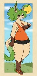 big_breasts breasts cleavage eeveelution female furry huge_breasts leafeon nerdyreindeer pokemon pokemon_(species) tagme thick_thighs wide_hips