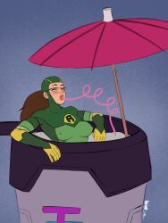 1female 1girls big_breasts big_lips blissful blush blush brown_hair brunette_hair casual chilling cum cum_drinking cum_in_cup cum_in_mouth cute cute_face drinking_cum erect_nipples fully_clothed glasses glasses_on_face image_comics invincible_(comics) invincible_(tv_series) lewd mug pranky relaxing satisfied satisfied_look shrinking_rae shrunk shrunken_female shrunken_woman sipping solo solo_female solo_focus straw straw_in_mouth superheroine umbrella
