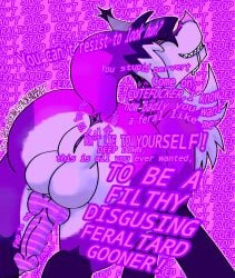 ableist_slur absurd_res animal_genitalia animal_penis anus balls bodily_fluids canid canine canine_genitalia canine_penis canis caption degradation digital_media_(artwork) digital_painting_(artwork) domestic_dog drooling english_text feral feral_only fox genital_fluids genitals gooning herm hi_res hybrid intersex jackrabbit_(artist) mammal monster painting_(artwork) penis perineum perineum_pussy precum pussy raised_tail saliva shaded signature smile smirk smug solo tail text violet_(jackrabbit)