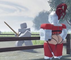 1boy 1girls 3d ass female kardia_of_rhodes knight male outdoors roblox robloxian tagme thighs vanilla1145