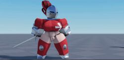 animated armored_female bottomless breasts breasts_jiggling female female_only helmet jiggle jiggle_physics jiggling jiggling_breasts knight knight_helmet loop looping_animation masked masked_female no_sound roblox roblox_avatar robloxian shaved_crotch shaved_pussy standing sword thick_thighs thighs