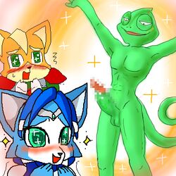 anthro canine chameleon female fox fox_mccloud fur furry interspecies krystal leon_powalski male male_focus star_fox tagme