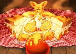 2025 absurd_res bedroom_eyes crownedvictory erection food food_creature genitals hi_res huge_filesize lounging lying narrowed_eyes on_back penis seductive tagme tongue tongue_out