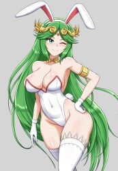 big_breasts bunnysuit canadiananiguy curvy_figure female kid_icarus palutena winking_eye