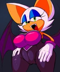 big_breasts big_thighs female looking_down mobian_(species) rouge_the_bat sega sonic_(series) sonic_adventure_2 sonic_the_hedgehog_(series) standing
