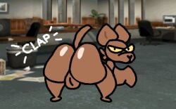2d_animation aliasing angry animated anus ass ass_clapping backsack balls bat big_butt brown_body brown_fur digital_media_(artwork) fur genitals glistening glistening_butt huge_butt looking_back loop male mammal megabat nxyitn pepper_(nxyitn) screencap screencap_background seamless_loop solo tail tail_motion text thick_thighs twerking winged_arms wings x_anus yellow_eyes