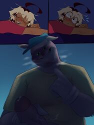 artist_self-insert big_penis close-up cock comic_page glowing_eyes jul1ant00ns looking_up oc_x_canon penis penis_out precum self_insert uncle_samsonite