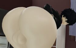 1boy 3d ass ass_focus atlus back_view black_hair blender bottomless bubble_butt femboy huge_ass joker_(persona) mr_chazz80 persona presenting_ass ren_amamiya short_hair solo tagme testicles thick_thighs wide_hips