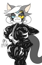 1female 1futa 1girls 6_arms animal_ears animal_humanoid anthro ass autopaizuri autopaizuri_under_clothes background balls bedroom_eyes big_ass big_balls big_breasts big_butt big_penis big_thighs bodysuit breasts bulge bulge_grab bulge_through_clothing caressing_testicles cat_eyes color colored erect erect_penis erection eyelashes fangs female front_view fur futa_focus futa_only futanari genital_outline genitals grope groping groping_balls groping_breasts groping_crotch groping_penis groping_self groping_through_clothes hair half-closed_eyes hand_on_balls hand_on_breast hand_on_penis heterochromia hyper hyper_balls hyper_breasts hyper_genitalia hyper_penis hyper_testicles intersex latex latex_bodysuit latex_clothing latex_suit looking_at_viewer multi_arm multi_eye multi_limb narrowed_eyes nimbat onyx_twilight onyx_twilight_(onyx_twilight) penis penis_between_breasts penis_bulge simple_background skin_tight skin_tight_suit tail thighs white_background zipper