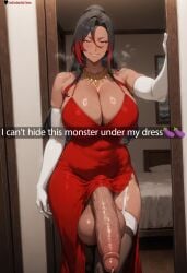 1girls absurd_res ai_generated black_hair breasts curvy curvy_figure dickgirl dickgirl/female female female futa_only futadom futanari futanari gigantic_balls gigantic_penis gigantic_testicles high_resolution highres huge_balls huge_breasts huge_cock huge_cock kono_subarashii_sekai_ni_shukufuku_wo! large_balls large_breasts large_testicles lewdcreationsfuta looking_at_viewer mature mature_female mature_woman multicolored_hair necklace penis penis_out precum precum_drip precum_on_penis precum_string purple_eyes red_dress sexually_suggestive smug snapchat solo solo_female solo_focus standing sylvia_(konosuba) tagme thick thick_legs thick_thighs thighhighs thighs veiny veiny_penis
