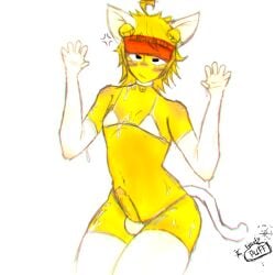 cat_ears cat_tail collar elliot_(forsaken) frosty_puff hair penis tagme tail thighhighs visor