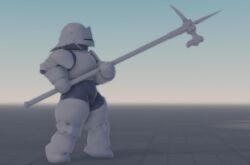 1girls 3d armor baseplate female knight knight_armor poleaxe pussy roblox robloxian solo tagme vanilla1145