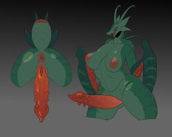 absurd_res animal_humanoid antennae_(anatomy) anus areola arthropod arthropod_abdomen arthropod_abdomen_genitalia arthropod_abdomen_pussy arthropod_humanoid ass belly big_areola big_breasts big_butt big_penis breasts cyber_d1e erection genitals green_body hi_res huge_cock humanoid insects intersex long_penis mantis nipples nude open_mouth pamela_(cyber_d1e) penis pussy red_eyes simple_background solo thick_penis thick_thighs wide_hips