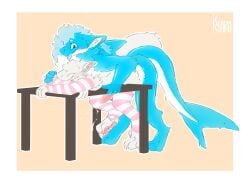 ana_(kyaro) anthro arm_grab arm_warmers armwear blep blue_body blue_fur blue_hair blush bodily_fluids candy clothing cum cumshot dessert dragon dripping duo ejaculation elbow_gloves fin fish fluffy fluffy_tail food food_creature footwear from_behind_position fur furniture furred_dragon furred_scalie furred_shark futanari fuzzy genital_fluids genitals gloves goo_creature goo_drip grabbing_table gummy_(food) gummy_creature gummy_shark hair handwear herm herm/herm herm_penetrated herm_penetrating herm_penetrating_herm herm_penetrating_intersex hi_res inner_ear_fluff intersex intersex/intersex intersex_penetrated intersex_penetrating intersex_penetrating_herm intersex_penetrating_intersex kyaro legwear living_candy looking_at_another looking_at_partner maria_(t0mmen) marine mythological_creature mythological_scalie mythology on_table pawpads paws penetration penis pink_arm_warmers pink_armwear pink_clothing pink_elbow_gloves pink_footwear pink_gloves pink_handwear pink_legwear pink_socks pink_thigh_highs pink_thigh_socks scalie sex shark slime socks table table_sex tail thigh_highs thigh_socks tongue tongue_out tuft white_body white_fur white_hair