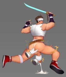 balls bara big_penis boner cum disembodied_hands erection fingering fingering_ass handjob hayato_kanzaki male male_only muscles muscular orgasm pantsless penis scruffley star_gladiator
