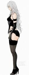 1girls android android_girl ass big_ass big_butt boobs breasts clothed clothed_female do_not_repost elbow_gloves fat_ass fat_butt female female_focus female_only heels large_ass large_butt long_hair long_hair_female looking_back nier nier:_automata nishiii26miii robot robot_girl robot_humanoid short_shorts side_view solo solo_female solo_focus sword thigh_high_heels thong video_game_character white_hair yorha_a2