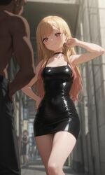 ai_generated blonde_hair dark-skinned_male dress female interracial kitagawa_marin nsfwscout sono_bisque_doll_wa_koi_wo_suru