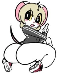 artist_request big_ass clothed looking_at_viewer lorna_(terrible_mouse) middle_finger mouse_ears mouse_girl mouse_tail shoes tagme terrible_mouse