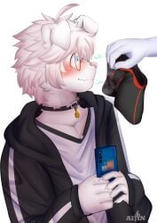 absurd_res ai_jin anthro artist_name canid canine canis character_name domestic_dog duo hi_res jin_white_dog male mammal sniff~ solo text