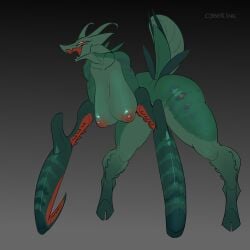 absurd_res antennae_(anatomy) areola arthropod arthropod_abdomen ass big_areola big_breasts big_butt big_nipples breasts cyber_d1e female green_body hi_res huge_breasts insects mantis nipples nude open_mouth pamela_(cyber_d1e) red_eyes simple_background solo thick_thighs wide_hips