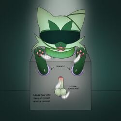 anthro bondage eypix facial_markings feathers feet felid feral gag generation_9_pokemon genitals head_markings hi_res male mammal markings mask_(marking) nintendo nude paws penis pokemon pokemon_(species) sex_box sex_toy solo tickling torture