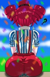 2d 2d_(artwork) 2girls artist_request ass backview big_ass blue_hair buttcrush clothed clothed_female clothing crushed_by_ass crushing female female_only fully_clothed giantess hatsune_miku huge_ass kasane_teto kasane_teto_(sv) large_ass mesmerizer_(vocaloid) mesmerizer_miku mesmerizer_teto red_hair sitting sitting_on_person suspenders synthesizer_v tight_clothing tight_pants twin_drills twintails unaware utau vocaloid