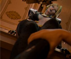 blonde_female blonde_hair blue_eyes bob_cut emma_frost emma_frost_(marvel_rivals) emma_frost_(x-revolution) female female_focus female_only looking_at_viewer marvel marvel_rivals pov pov_eye_contact solo stepped_on