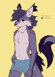 animated anthro anthro_only canid canine canis clothing dragon flirting genitals hi_res hybrid male male_only mammal mythological_creature mythological_scalie mythology penis scalie shtein shtein_(shtein) smile smiling_at_viewer solo underwear wet wolf