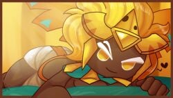 1girls 2025 alternate_version_available anthro ass big_ass blonde_hair breasts cookie cookie_run cookie_run_kingdom dark_skin dough egyptian egyptian_clothes egyptian_female female female_focus female_only flirty golden_cheese_cookie jembbrowm jewlery looking_at_viewer on_bed on_top_of_viewer thick_thighs wings yellow_eyes