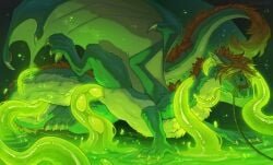 brown_hair claws dragon egg female female_penetrated feral feral_on_male feral_penetrated fur genitals green_body hair hioshiru multicolored_body mythological_creature mythological_scalie mythology oviposition penetration quadruped restrained restrained_by_tentacles scalie sex solo tail tentacle tentacle_sex thick_thighs vaginal_penetration vulva wings