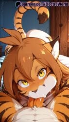 1girls 2025 ai_generated animal_ears artist_name brown_hair electroworld female flora_(twokinds) hi_res high_quality high_resolution highres patreon patreon_username stable_diffusion tiger_ears tiger_tail twokinds watermark